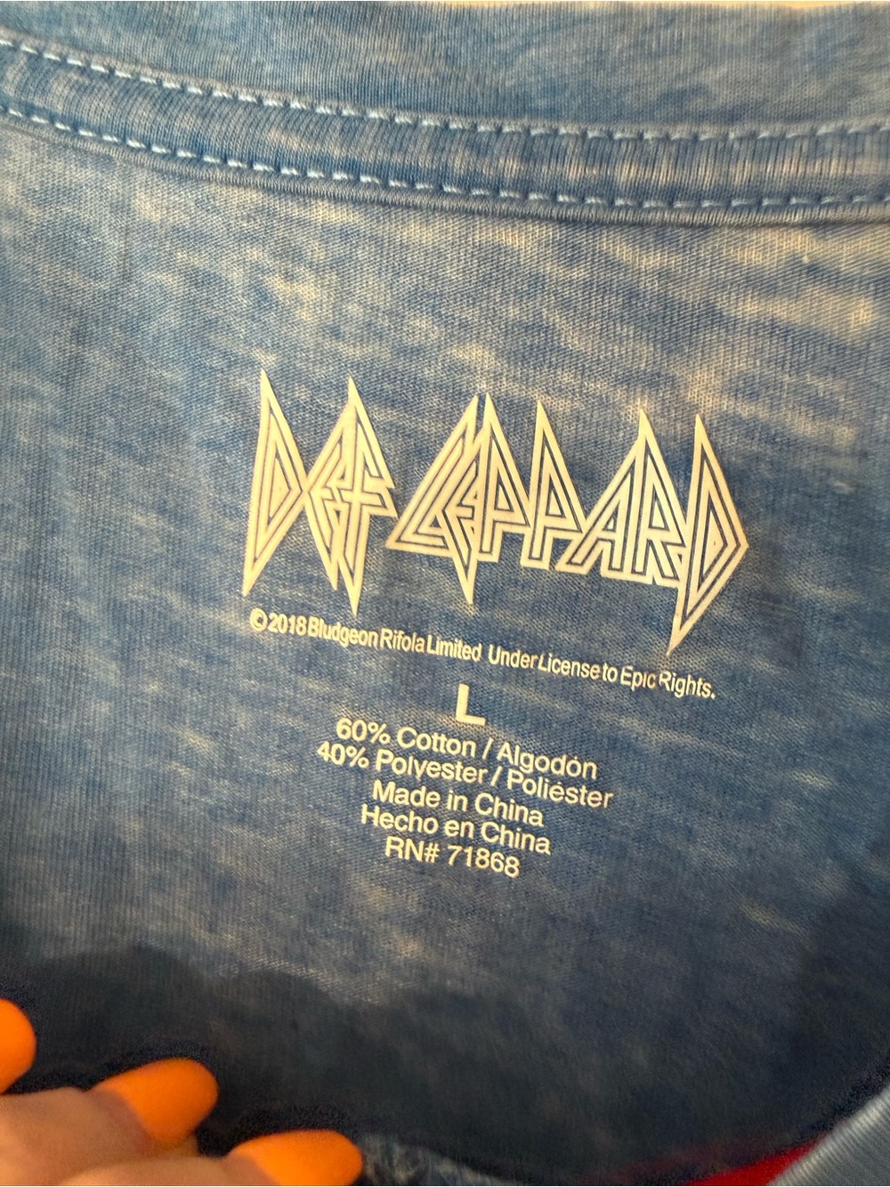 Def Leppard Blue V-Neck Short Sleeve Tee for Women - Picture 3 of 6